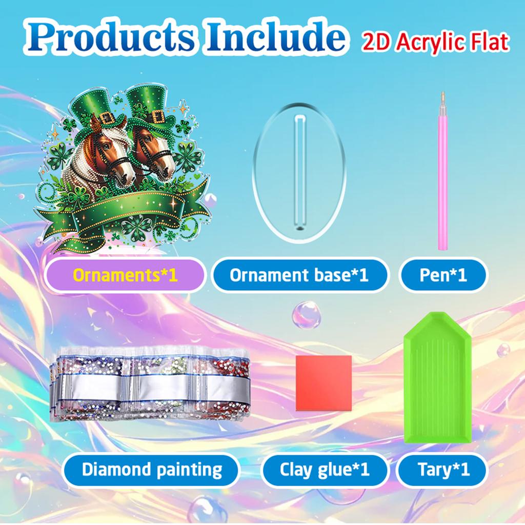 St Patricks Day DIY 2D Flat Acrylic Gem Painting Ornament Special-Shaped Crystal Art Craft Decoration for Adults Gift Home Decor