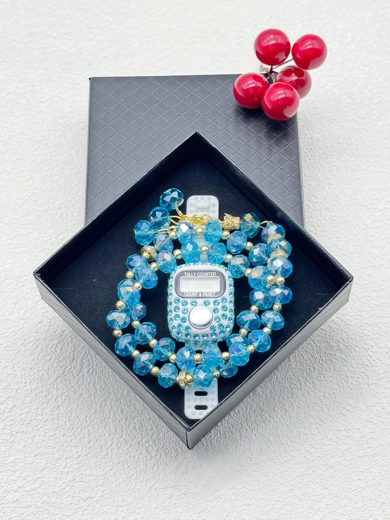 Mini Ring Counter Diamond-studded Portable Tally Counter Flow Counting Beads Gift Set синий