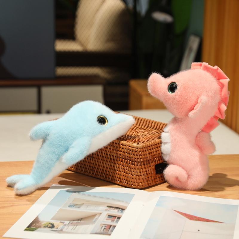 Simulation Sea lions Seals Dolphin Seahorse Plush Cartoon Reallife Sea Ocean Animal Marine Park Plush Toy Stuffed Doll Boy Gift