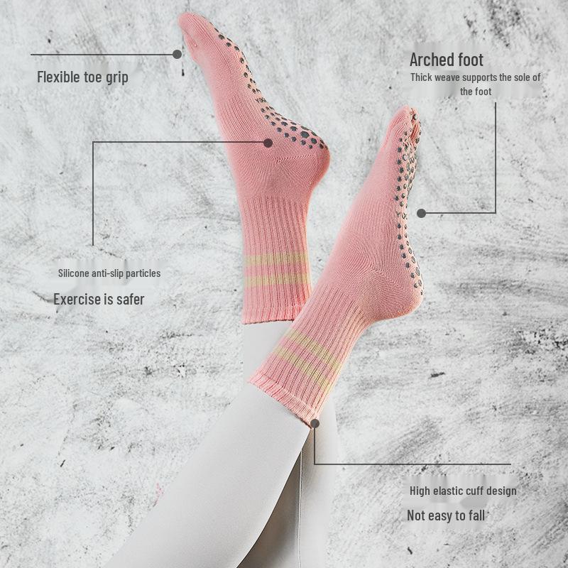Women's Non-Slip Cotton Yoga Toe Socks - Mid-Calf Pilates & Sports Five-Finger Design