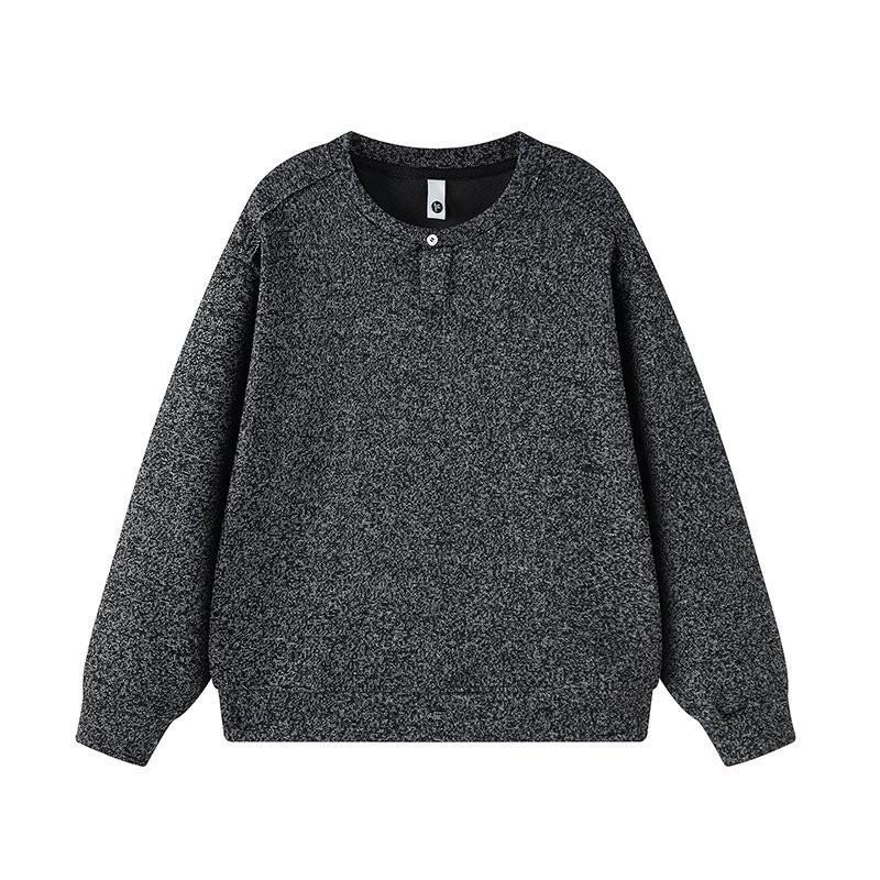Herren Casual Langarm Sweatshirt Lockerer Schnitt Einfarbige Runde Halslinie Tägliches Tragen Mode Top