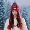 Weave Knitted Beanies Caps Jacquard Women Wool Cap Cute Ear Protection Cap  Women