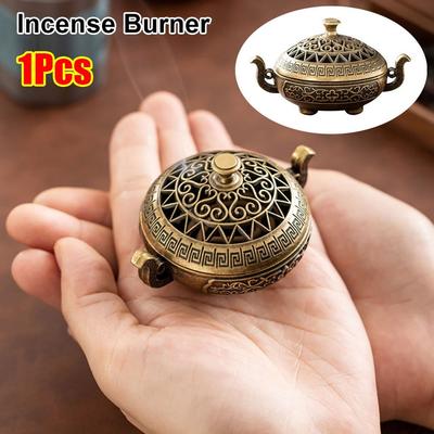 1Pcs Sandalwood Lotus Incense Censer Alloy Three Legged Stove  Home Office Decoration