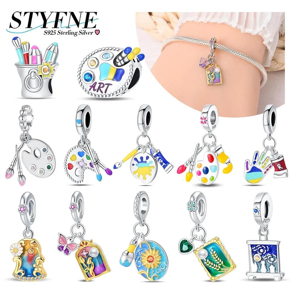 Charms Plataoriginales Palette Painting Beads For Charms Copper Bracelet Beads Jewellery Making Women'S Gift