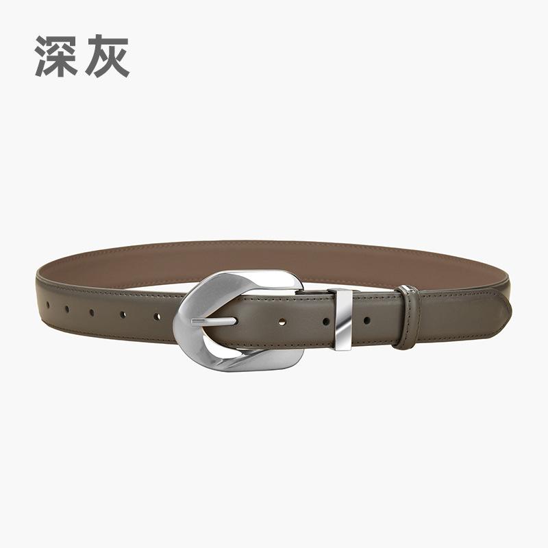 Leather Women'S Belt, Simple Retro Belt With Jeans, Casual Pants Belt, Women'S Model.