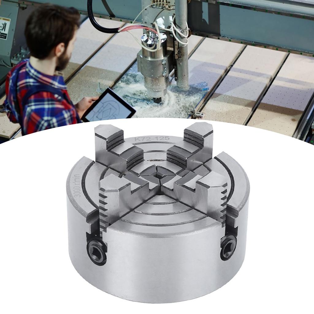 4 Backen-Drehfutter, unabhängiges Spannfutter, starke Spannkraft, Spannwerkzeug, 125 mm, 3000 U/min