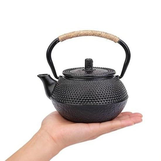 Cast iron kettle 300ml direct flame compatible tea strainer teapot set home use guests gifts