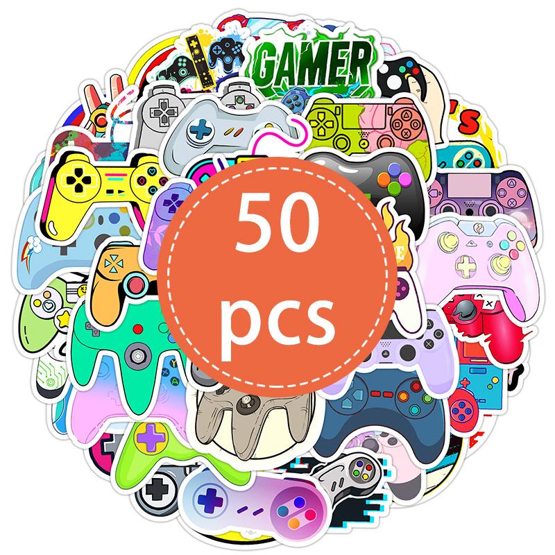 

50PCS Cool Cartoon Trendy Gamepad Gaming Stickers Video Game Sticker Vinyl Waterproof Decals for Game Controller Water Bottle