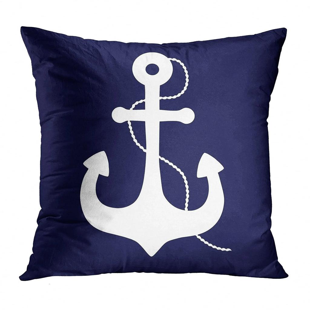 Home Decor Navy & White Nautical Pattern Throw Pillow Covers Pattern Cushion Cover Suitable for Sofa Bedroom Car Pillow Cover