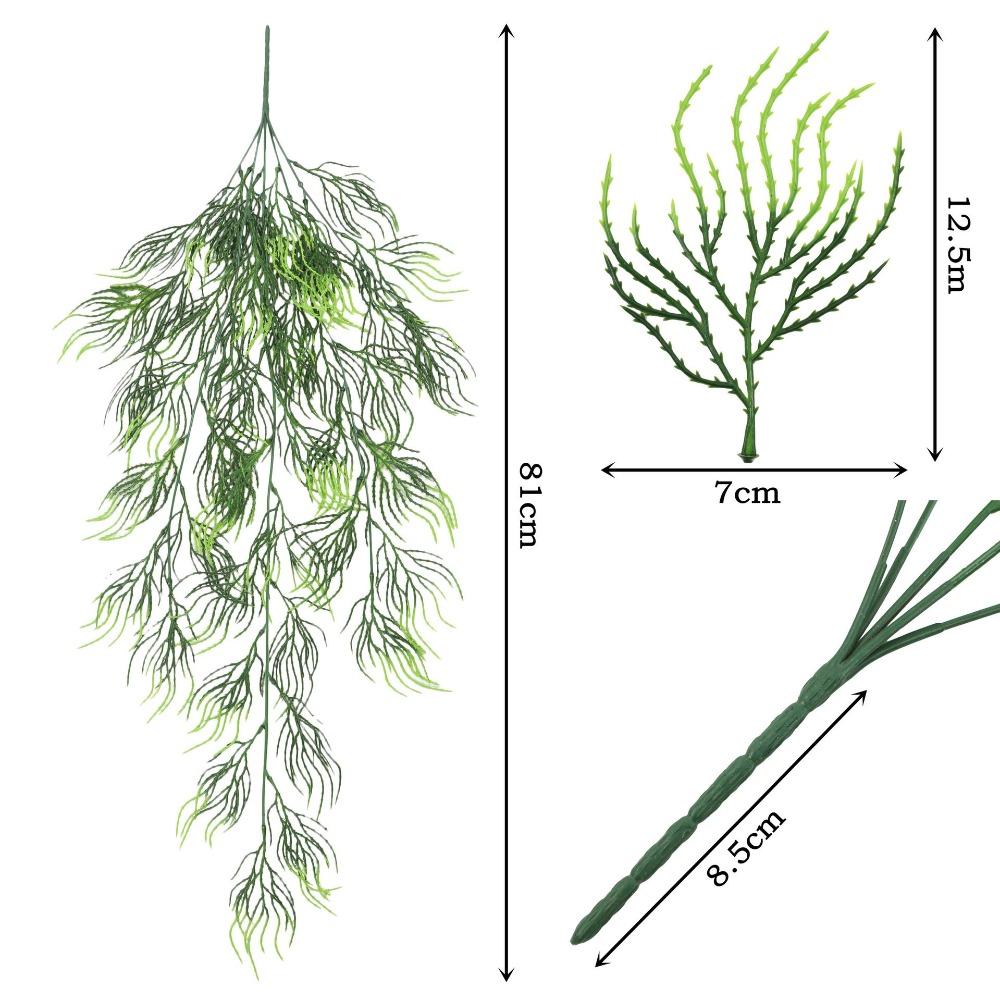 80cm Length Artificial Hanging Vines Plastic Leaves Green Color Artificial Plant Decor 5 Heads Hanging Design