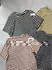 Xiao Wang's Plus Size Casual Crew Neck Striped Tee - Spring/Summer Korean Style
