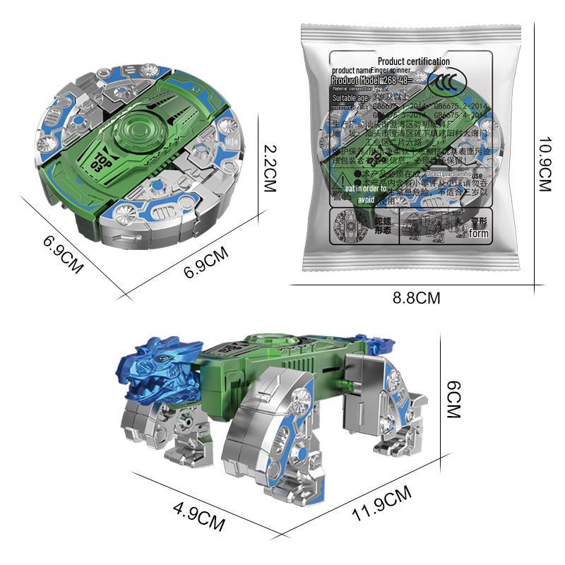 Dual-Form Dino Mecha Gyro: Transforming Decompression Toy for Kids