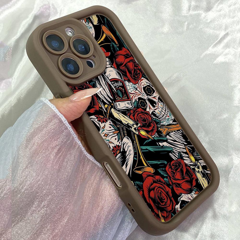 

JT559 Vintage Day Of Dead With Sugar Skulls for iPhone 17 16 15 14 13 Pro Max Samsung S26 S25 Ultra A17 A07 A56 A16 Xiaomi 15T Redmi 15c 14 Soft Case Redmi 15C 4G/5G(171.6) коричневий
