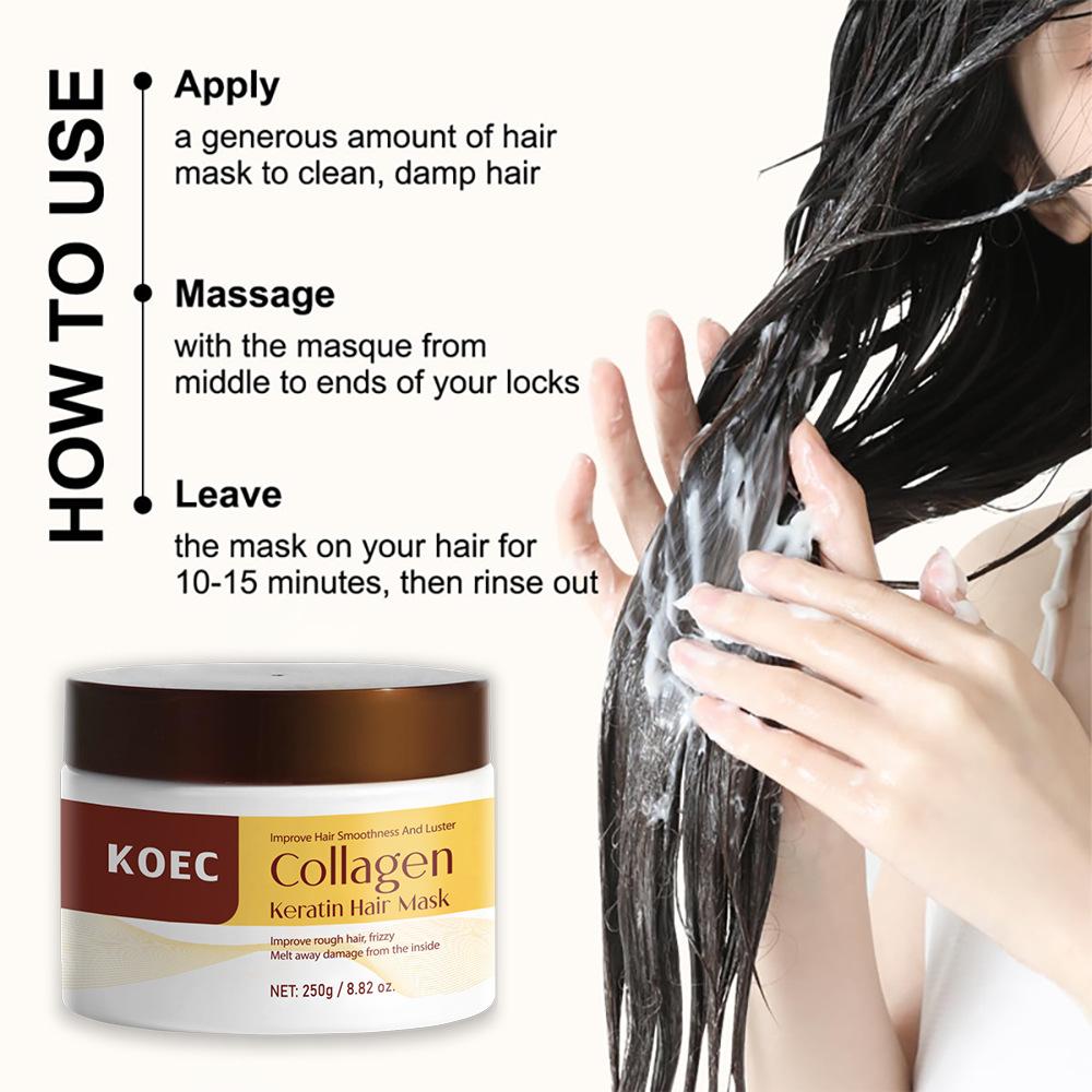 KOEC Collagen Hair Mask Conditioner Nourish Dry Damaged Hair Deep Repair Moisturizing