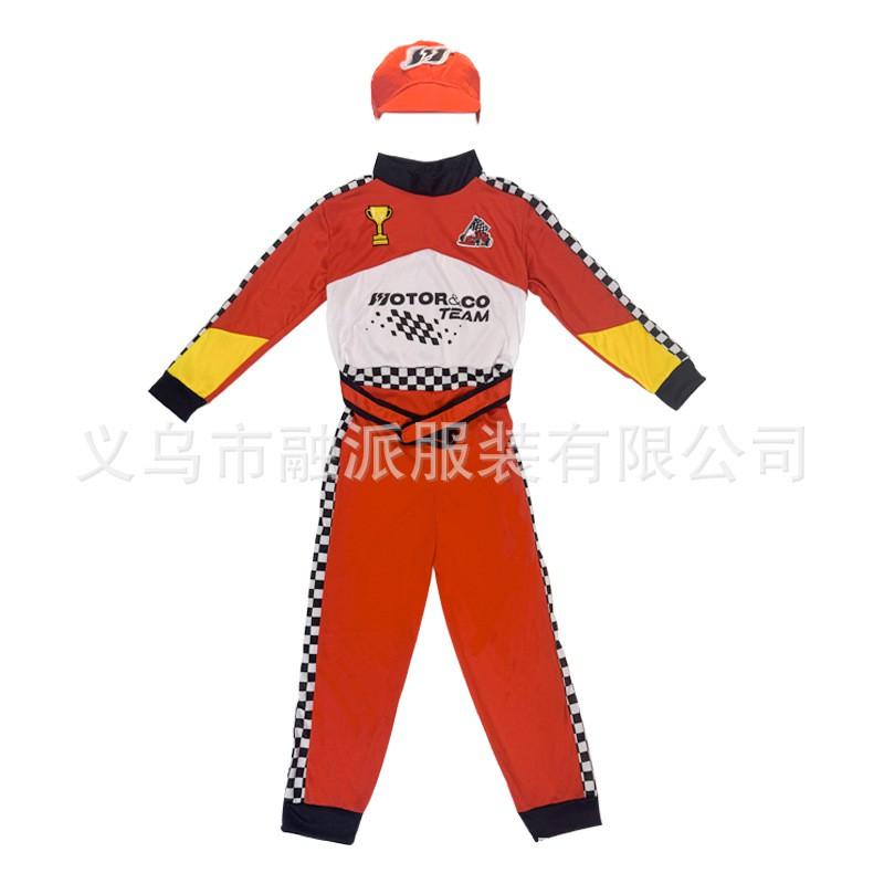 Kids Racing Suit Cosplay Costume Halloween Party Stage Performance Motorbike Themed Outfit