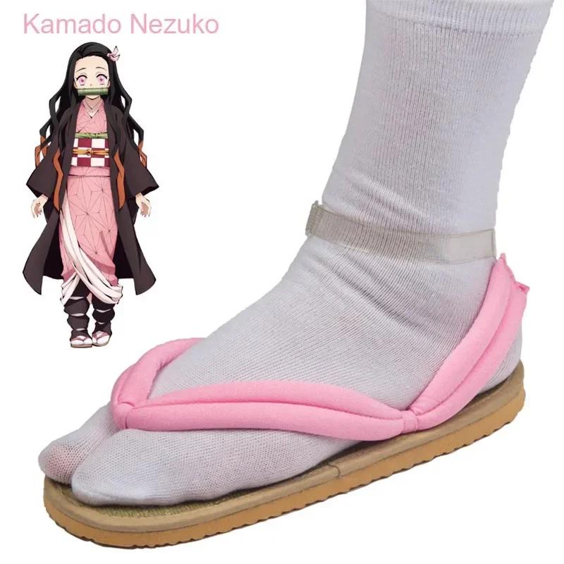 Accessori Cosplay Anime Hot Demon Slayer Kimetsu No Yaiba Zoccoli Cosplay Kamado Nezuko Infradito Kimono Geta Pantofole Scarpe