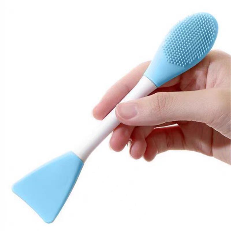Doppelfunktionaler 2-köpfiger Silikon-Maskenpinsel für selbstgemachte Schlammmasken und Beauty-Make-up. Perfekt zum Verschmieren und Reinigen.