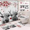 Cute Highland Cattle Printed Shower Curtain Waterproof Durable Polyester Bath Curtain For Home New Year Christmas Bathroom Decor