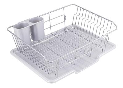 Pearl Metal Plastic Tableware Drainer Basket with Water Flowing Tray Vertical Type Gray Ardeo HB-4066