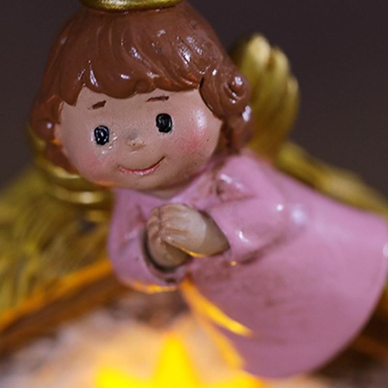 Celebratory Christmas Nativity Set Resin Figurines Nativity Scene with LED Accent Light for Home Office Decoration