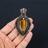 Tiger Eye Pendant, Handmade Gemstone 999 Copper Wire Wrapped Pendant Antique Jewelry, For Gift Silver Jewelry