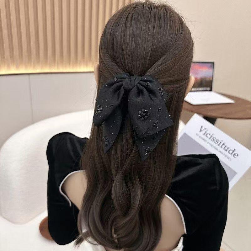 Polka Dot Bow Claw Clip: Elegant Women's Hair Accessory