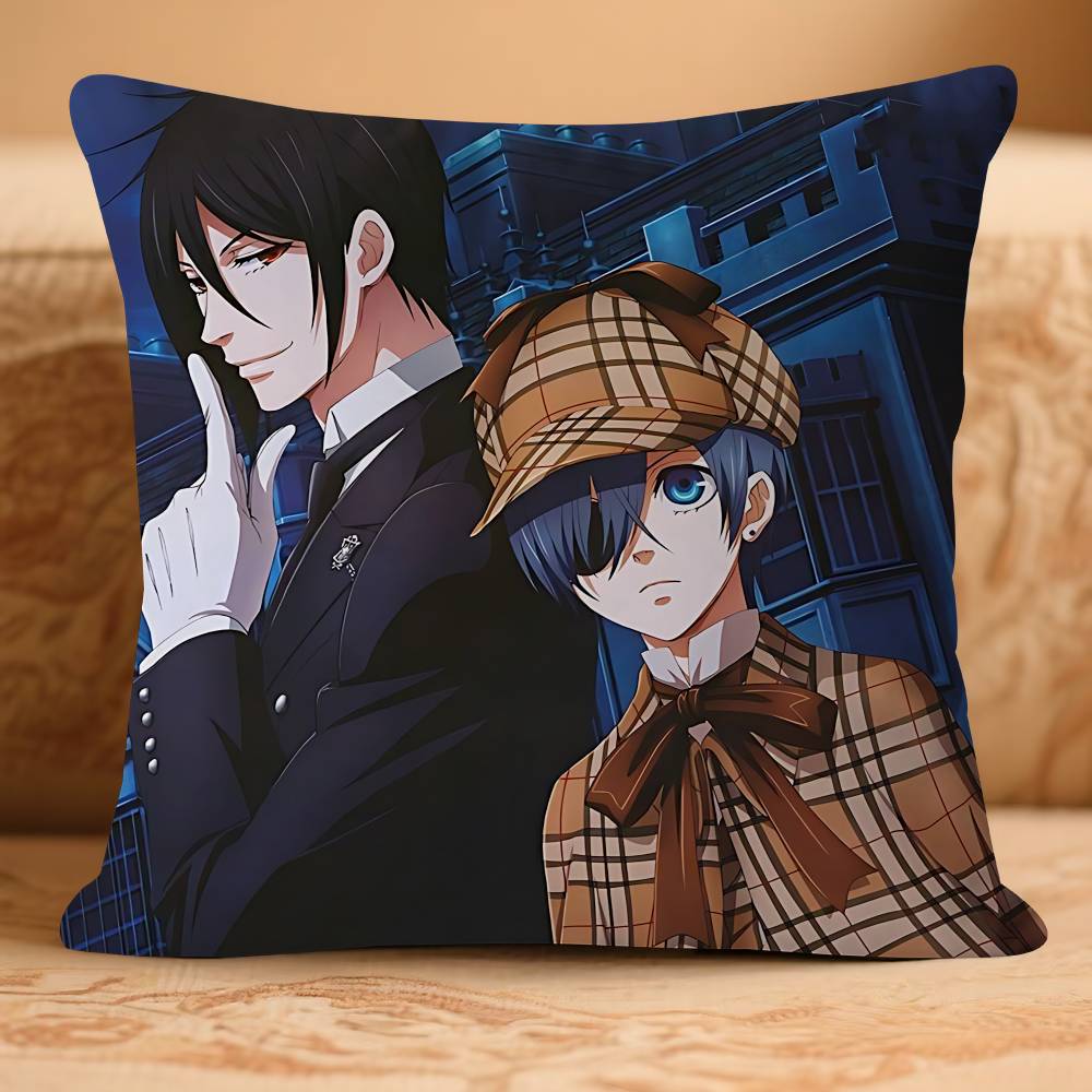 

Japanese Anime B-Black ButlerS Pillow Case Removable Washable Cushion Cover – All-Season Soft Linen 16x16Inch
