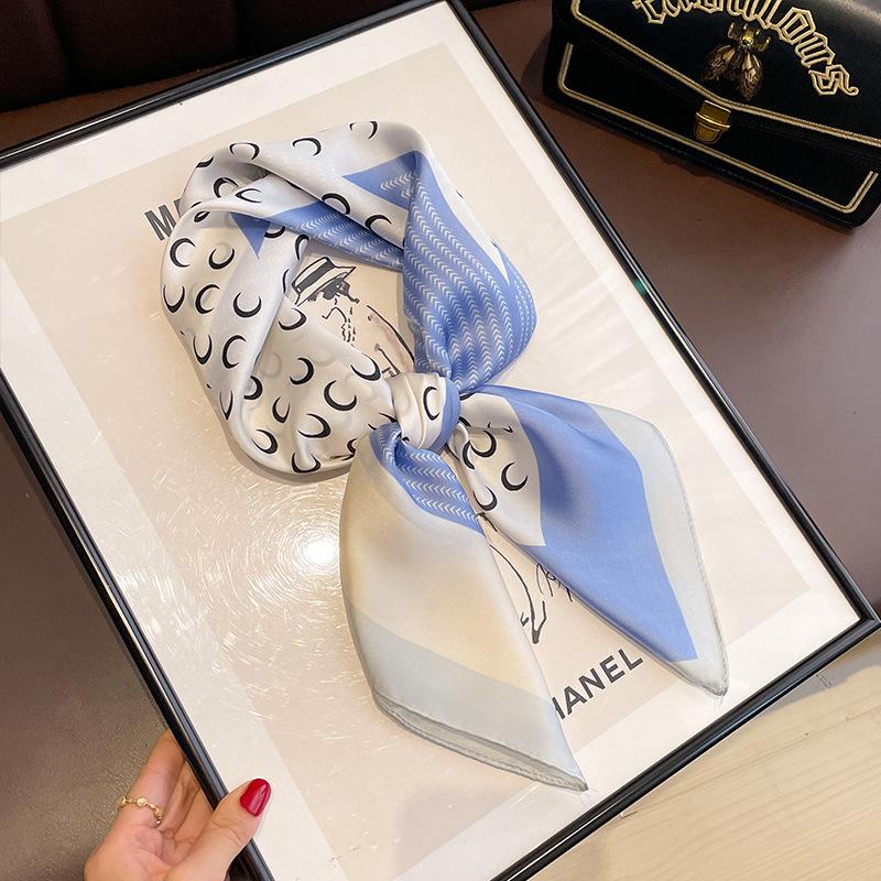 Schwarz-weiß gestreifter kleiner quadratischer Schal Seidenschal Damenkopftuch mit Hemd Professionelle Dekoration Nackenschutzschal Hals dünner Schal