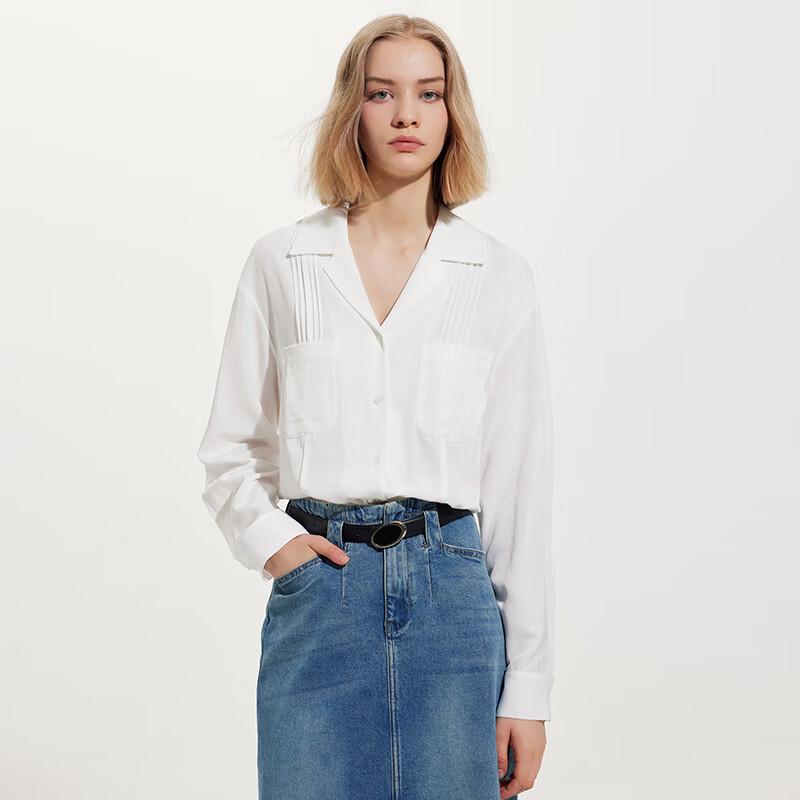 Women s Long-Sleeve Solid Button-Down Shirt S
