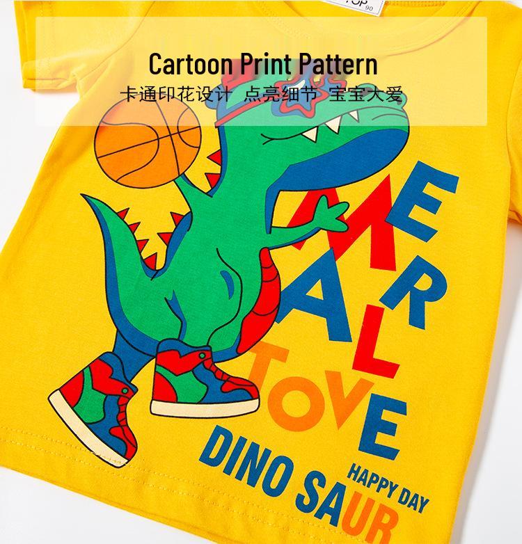 Trendiger Sommer Dinosaurier Cartoon Koreanischer Stil Kurzarm Kinder Einteiler