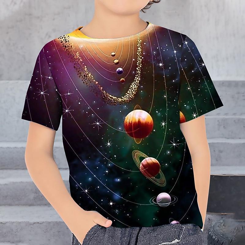 Children's Round Neck Short Sleeved T-shirt Fashionable Printed Pullover Clothing