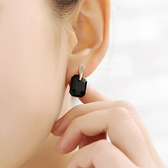 Women Elegant Rectangle Rhinestone Ear Studs Earrings Jewelry Birthday Gift