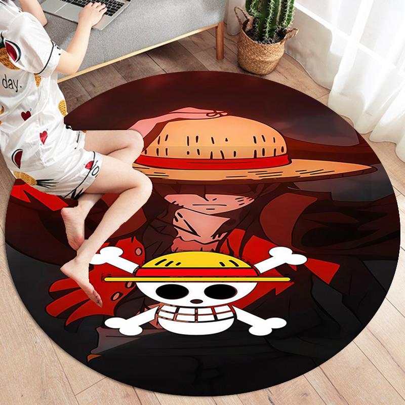 One Piece Anime Round Area Rug Carpet Rug For Living Room Bedroom Sofa Playroom Decor Nonslip Floor Mat