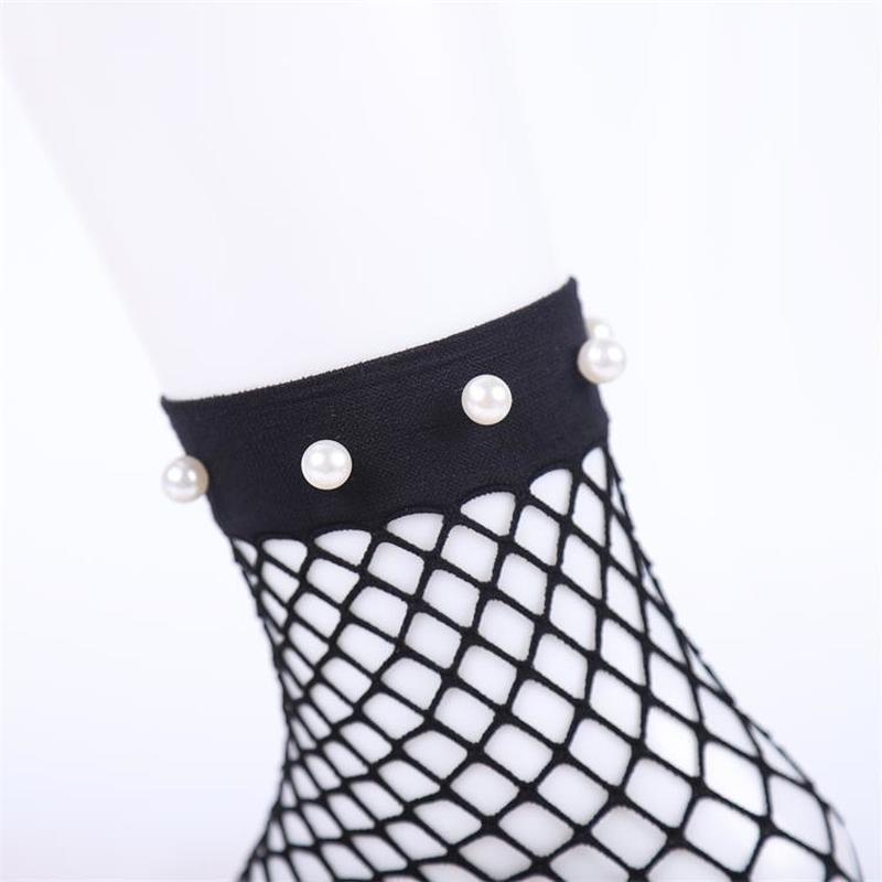 Sommer kurze Socken mit dünnem Fischernetz, atmungsaktive Netzsocken, Schleifen-Fischernetzsocken kurz