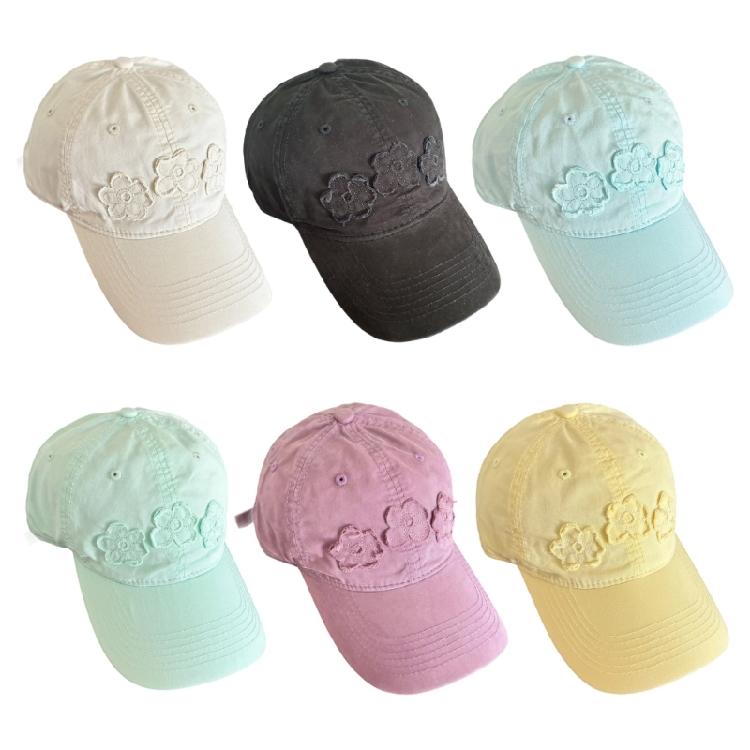 Breathable Floral Embroidered Baseball Cap Sun Protective Lightweight Outdoor Activity Headgear for Women Girls