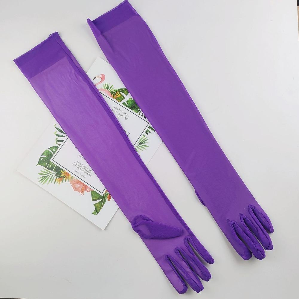 Hot Sexy Lace Long Gloves 55CM Summer Cycling Driving Sun Glove Thin Stretch Mesh Transparent Arm Sleeve Mitten Women