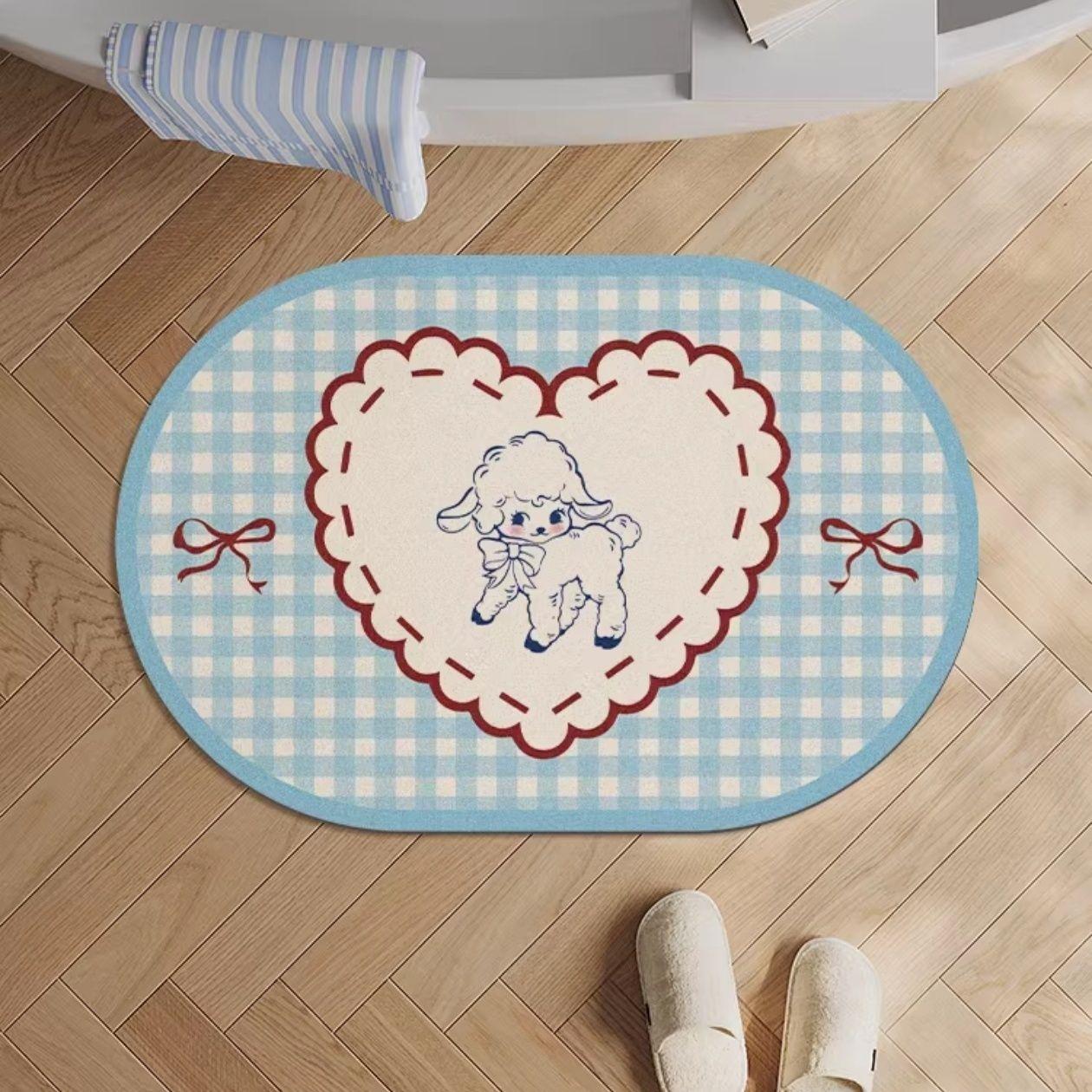 

Carpet, Home Bathroom Floor Mat, Toilet Non slip Foot Mat, Water absorbing Quick drying Door Mat, Cute 40X60cm 15.7X23.6in