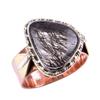 Natural Black Rutile Gemstone 925 Solid Silver Jewelry Two Tone Ring S.8US r8K25