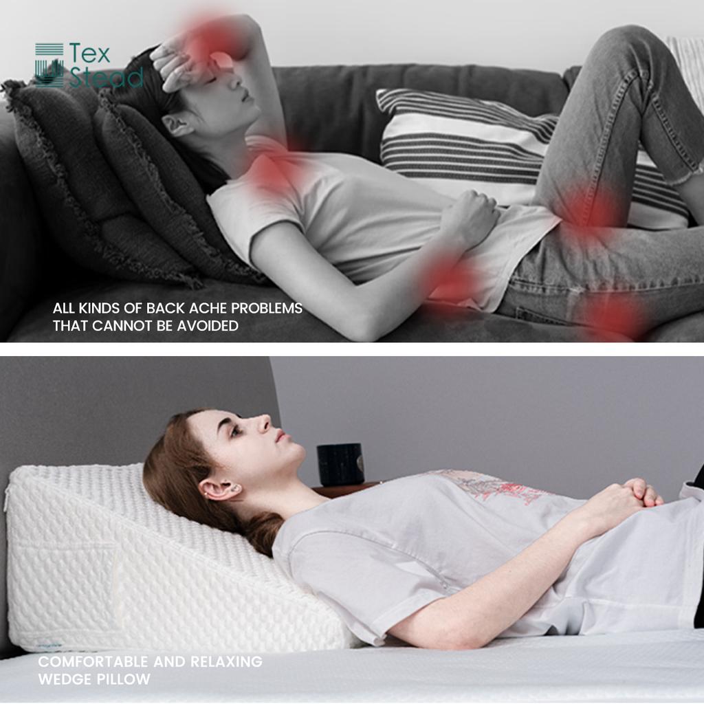 Набір з 2 подушок-клин з піни з ефектом пам'яті для полегшення болю в спині, ногах і колінах - Трикутна подушка зі знімним чохлом