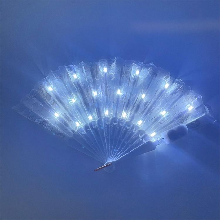 LED Light Up Rose Lace Florals Hand Fan Luminous Costumes for Wedding