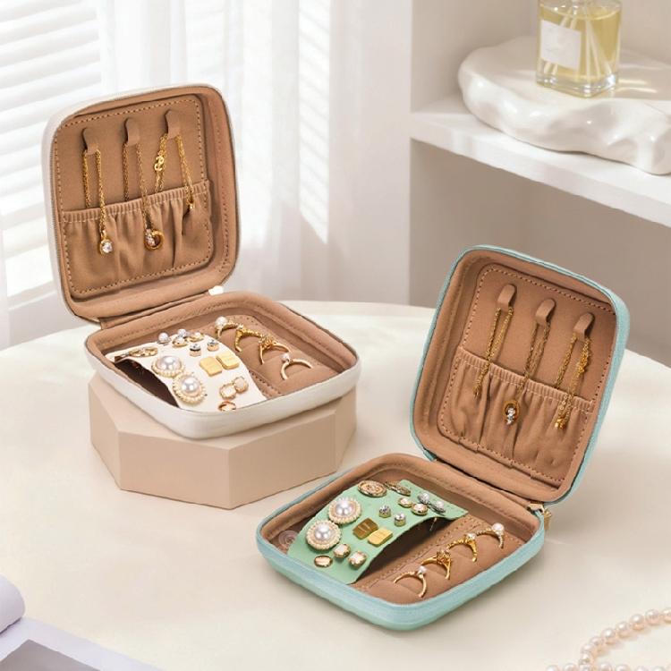 Velvets Lined Jewelry Case Portable PU Organizers Multiple Compartments for Ring Earring Necklace Storage Travel Solution