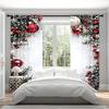 Christmas Ball Holiday Printed Curtains, 2 Pieces 2D Flat Printed Red Luxury Xmas Print Curtains with Snowflakes  for Holiday Party Decor