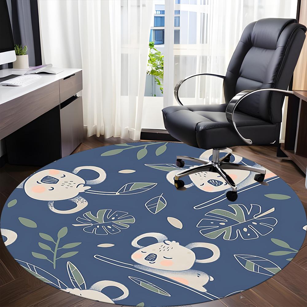 1PC Koala Leaves Office Round Area Rug, Mat Suitable For Office, Under Office Chairs Bedroom Living Room Home Decor, Room Deco