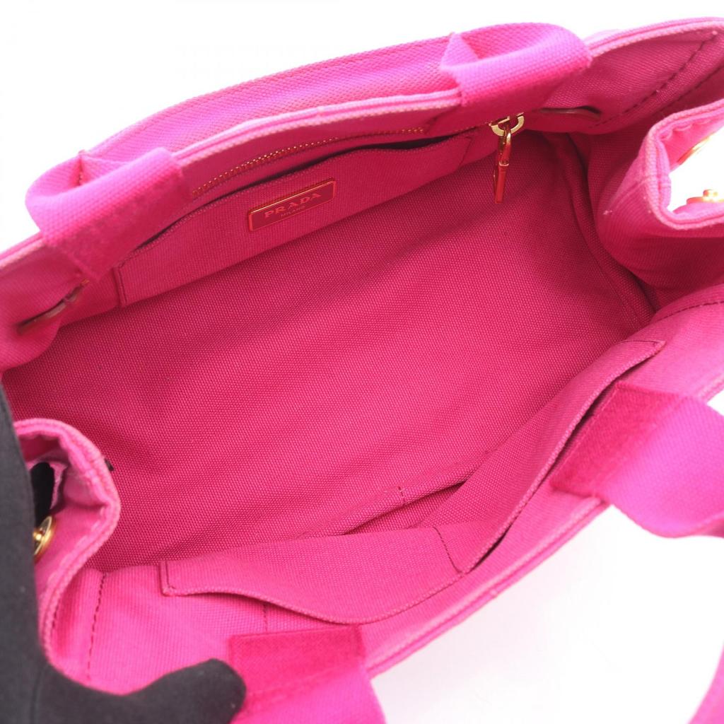Used PRADA CANAPA Canapa Handbag Canvas Pink Used Women