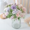 Artificial Flower Fake Peony Chrysanthemum Hydrangea Bouquet Faux Silk Floral Arrangements for Wedding Party Home Decor Table Centerpiece