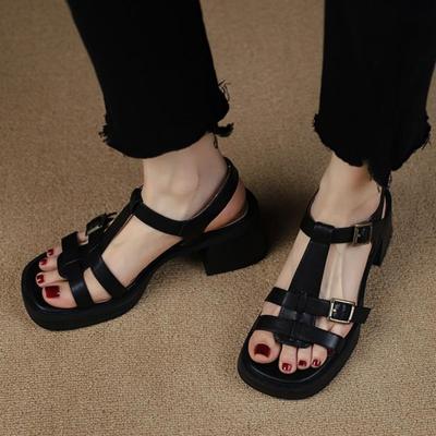 Mode dames sandalen Dames slippers Buitenzool Zomer Zacht stof Hoge hakken Romeinse mode Damesschoenen Luxe sandalen