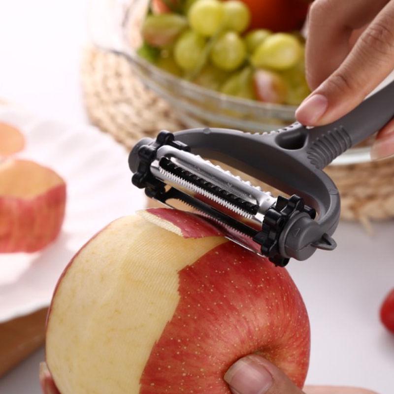3-in-1 Rotary Multi-functional Melon Grater & Peeler: Portable Stainless Steel Kitchen Tool for Grating and Peeling Fruits
