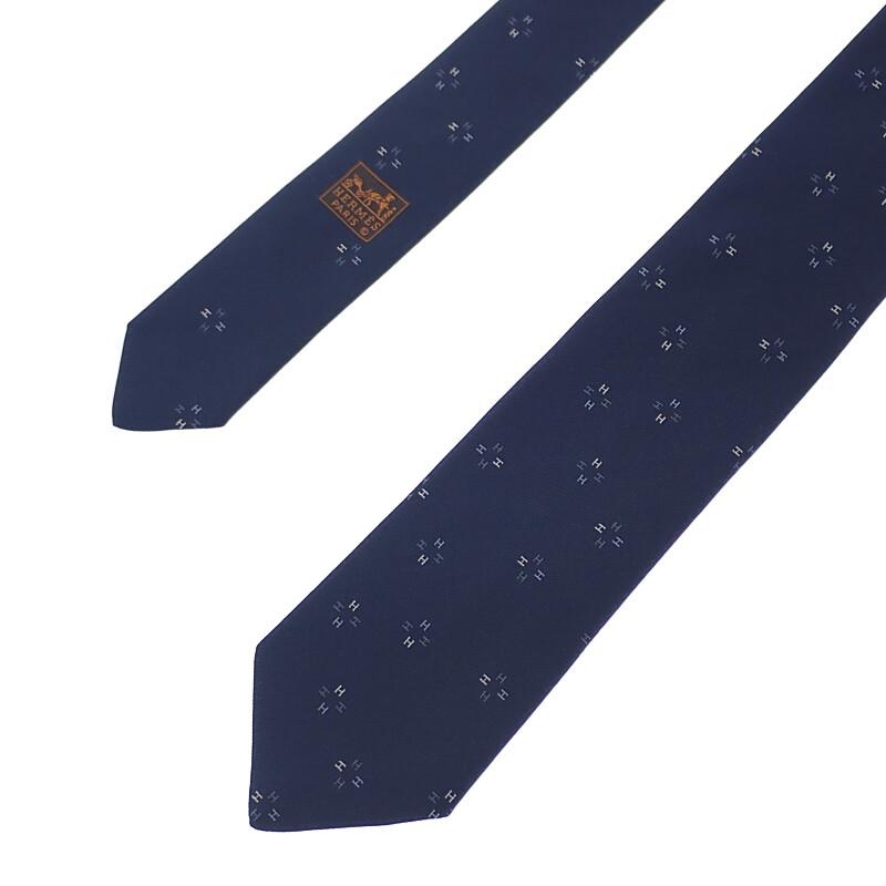 HERMES  H339394T-02  Tie Navy Silk Mens