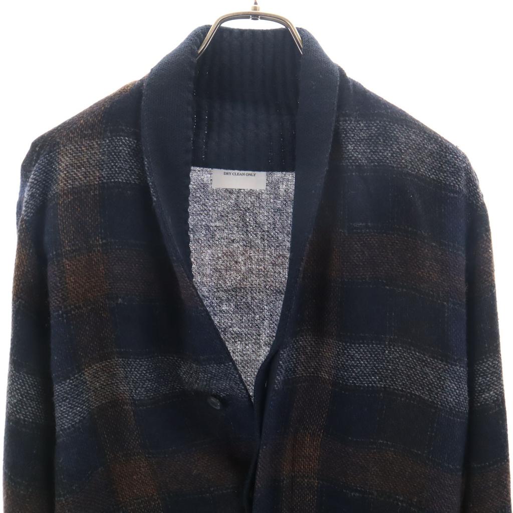 STEPHAN SCHNEIDER Made in Belgium Check Pattern Long sleeve Shawl collar knit cardigan Men's Used