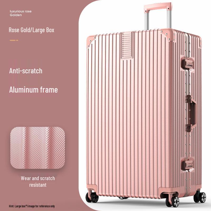 32-Inch Large Capacity Trolley Suitcase with Universal Wheels - Durable Leather Design for Men and Women